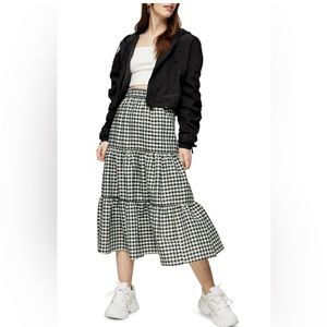 Top Shop three tired gingham black skirt - size 4